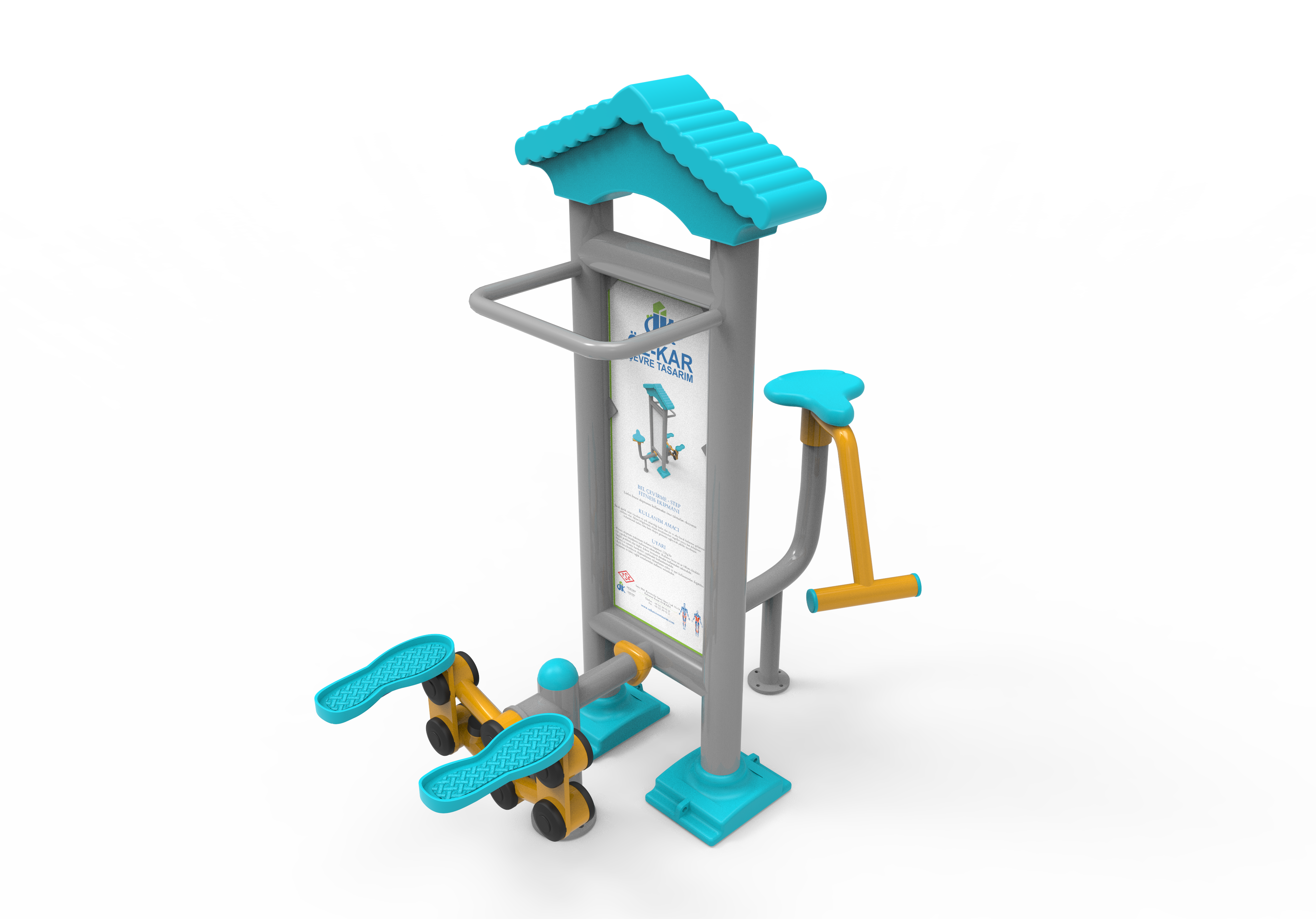 Oturarak Bel Cevirme ve Step Aleti PF-208 | Dış Mekan Spor Aletleri | Erse Kent Mobilyaları